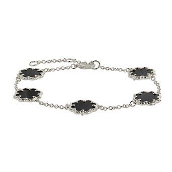 MC Collective Onyx Flower Medallion Station Bracelet