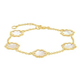 MC Collective Mother-of-Pearl Flower Medallion Station Bracelet