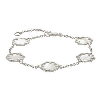 MC Collective Mother-of-Pearl Flower Medallion Station Bracelet
