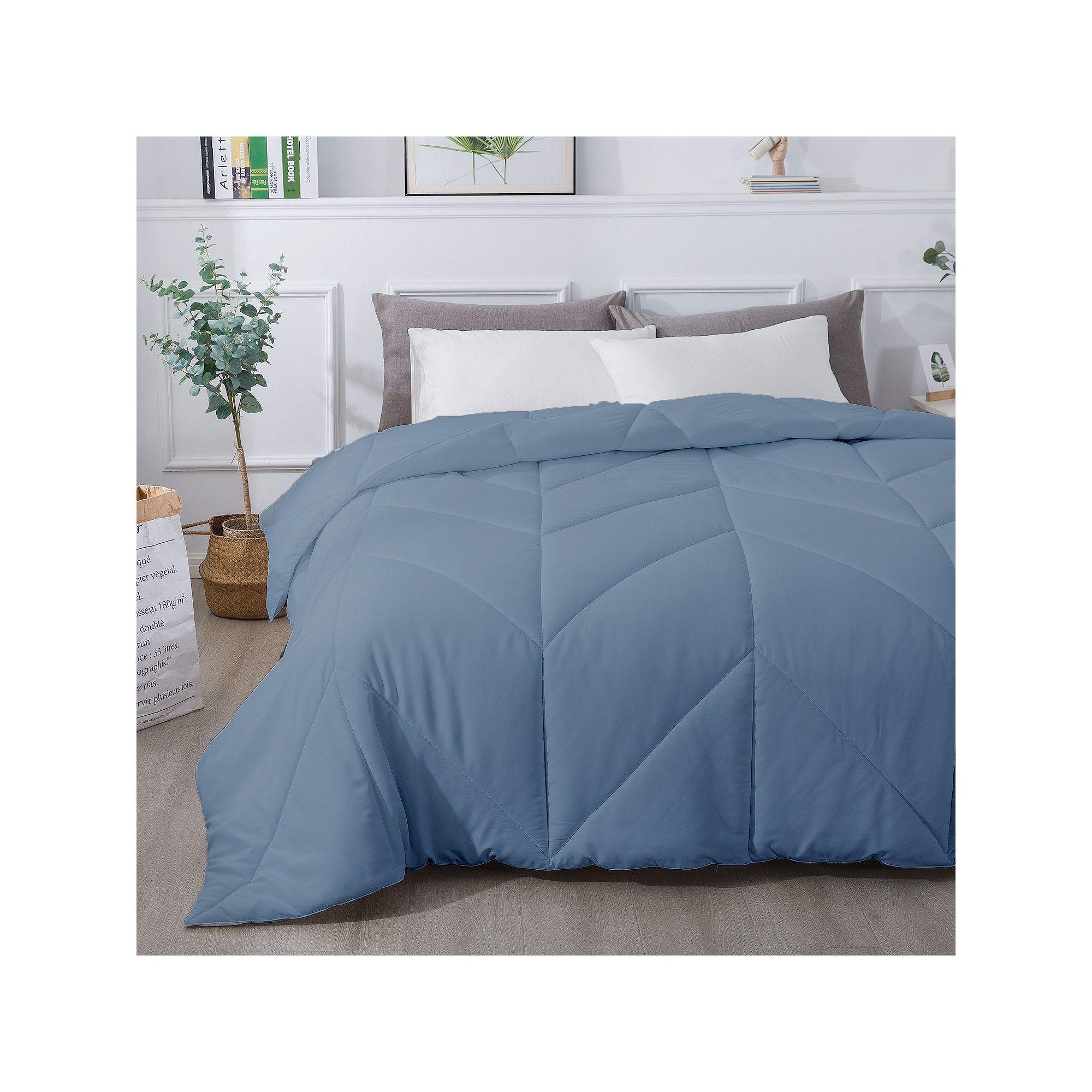 Dream On Chevron Stitch Down-Alternative Comforter, Blue