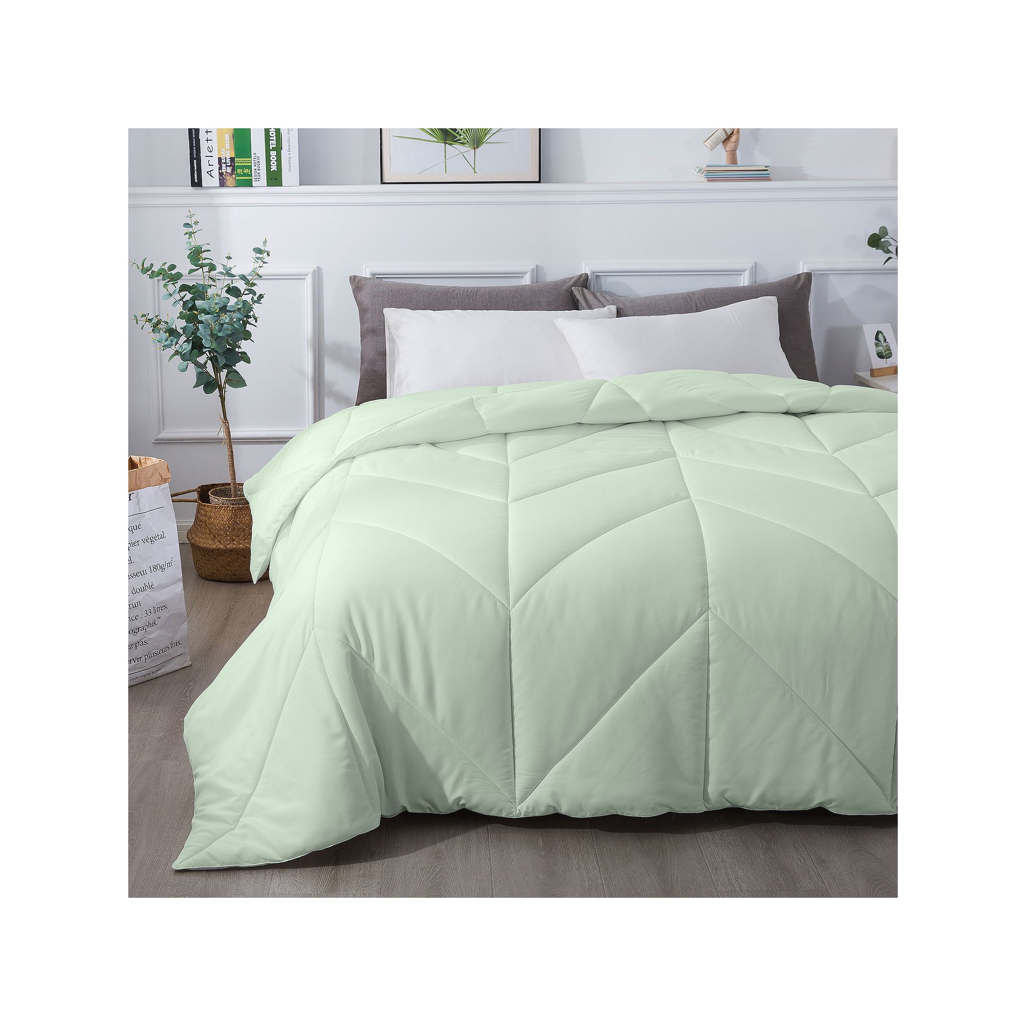 Dream On Chevron Stitch Down-Alternative Comforter, Green