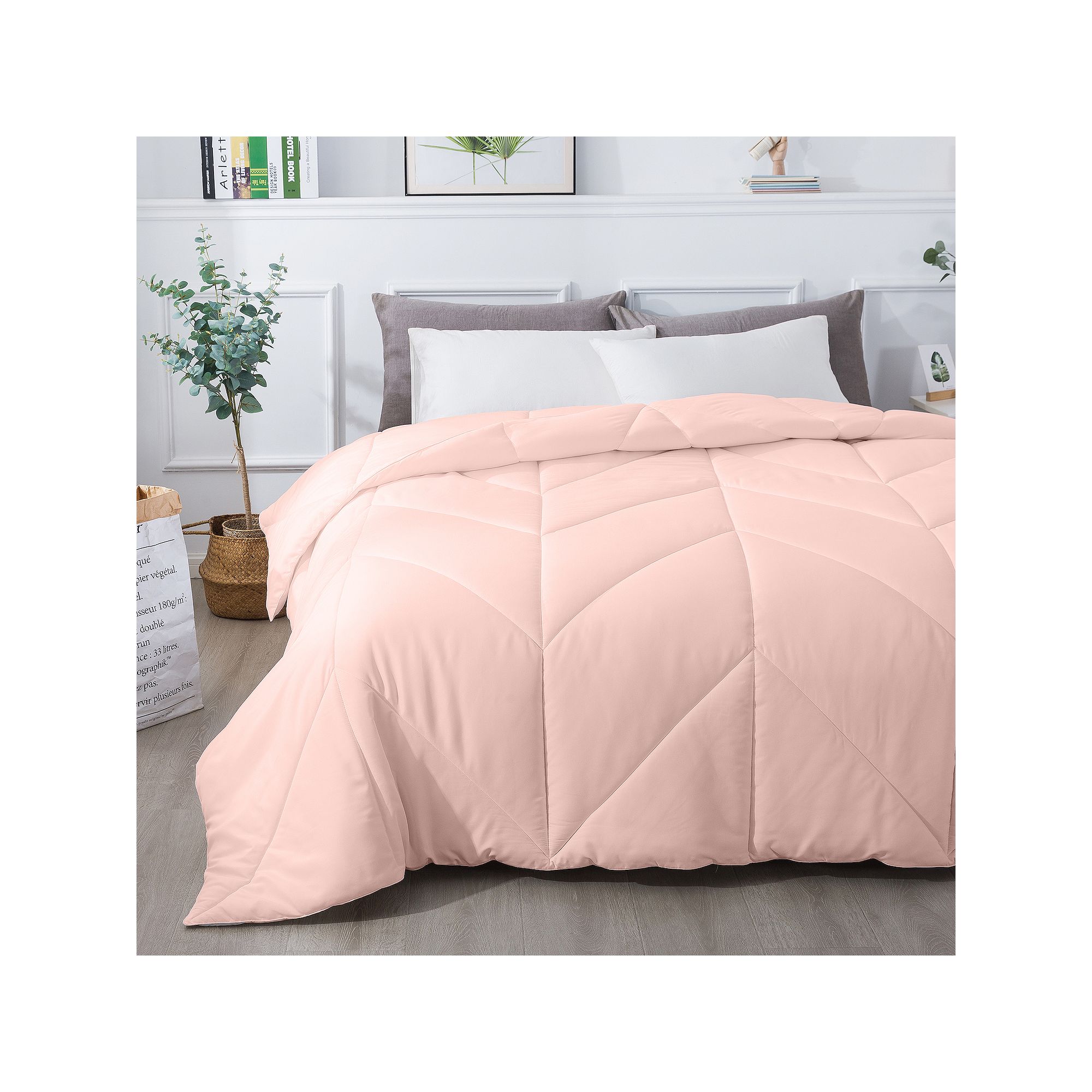 Dream On Chevron Stitch Down-Alternative Comforter, Pink