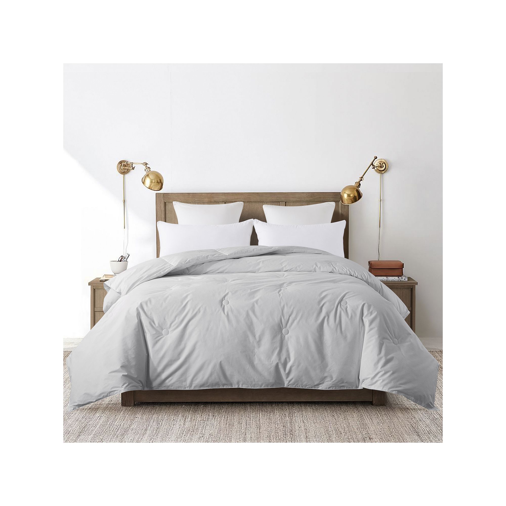 Dream On Decorative Button Stitch Down-Alternative Comforter, Gray