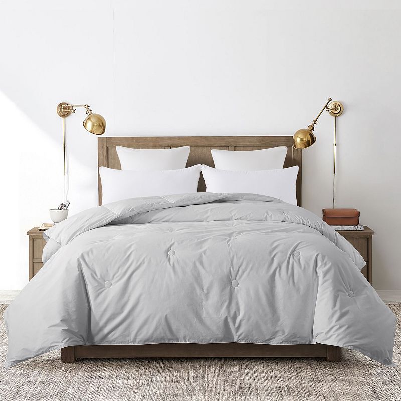 Dream On Decorative Button Stitch Down-Alternative Comforter, Grey, King