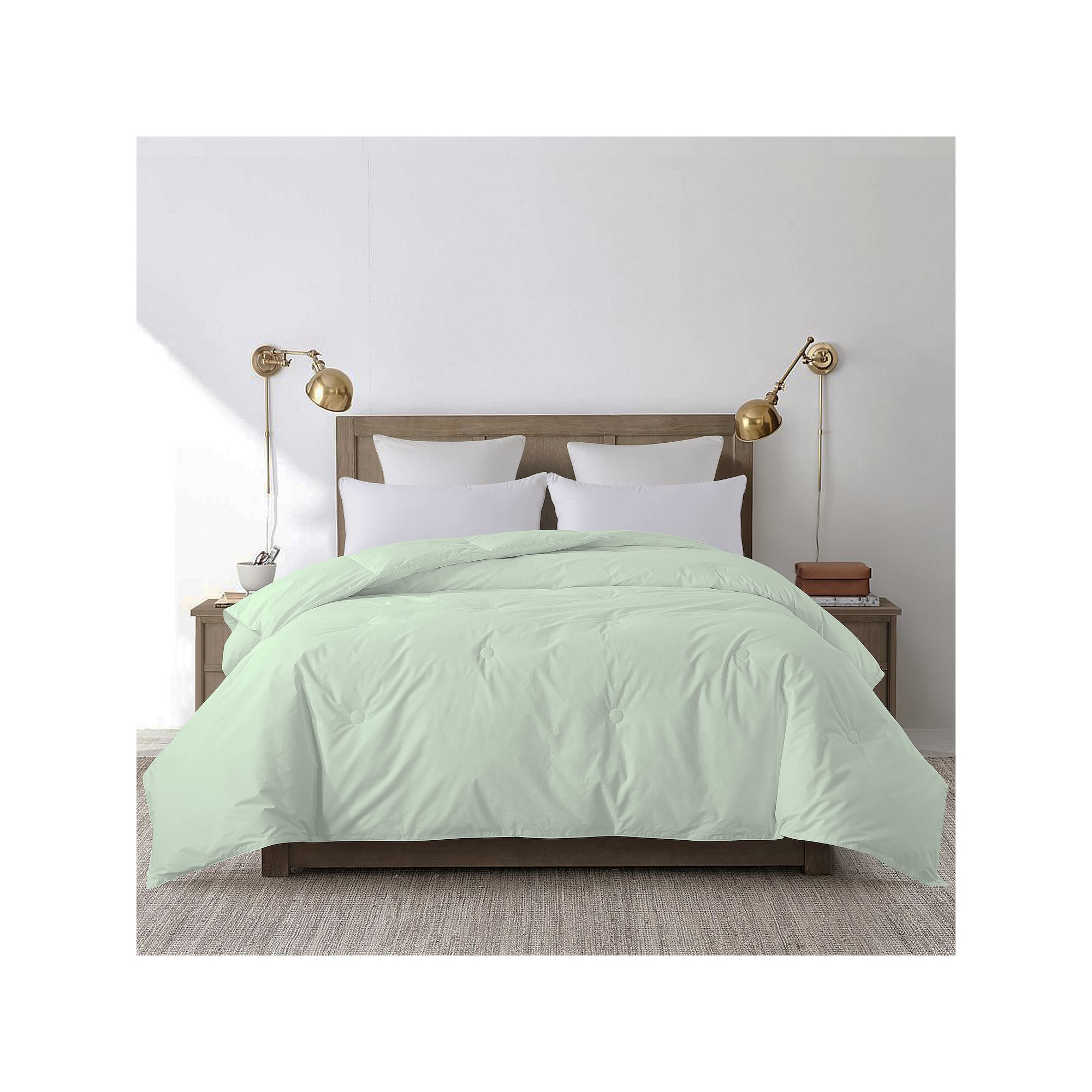 Dream On Decorative Button Stitch Down-Alternative Comforter, Green