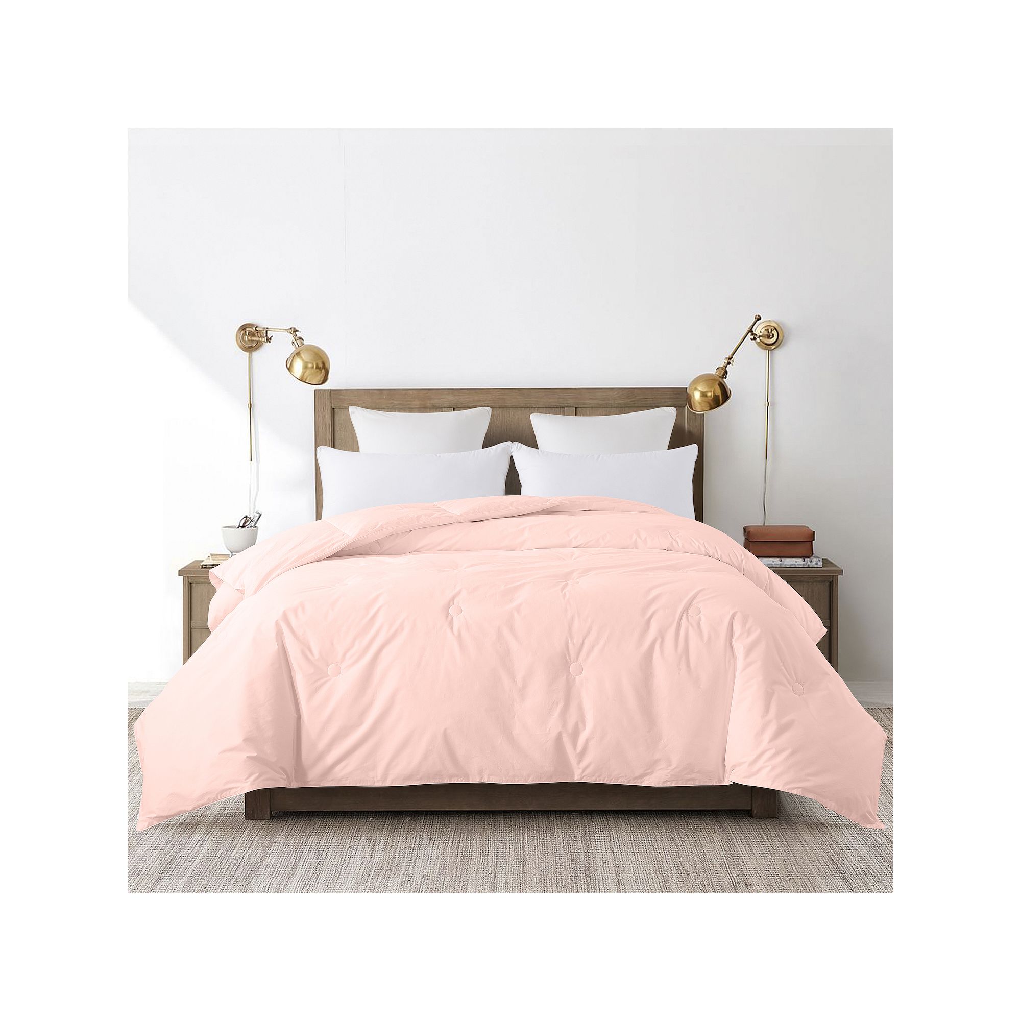 Dream On Decorative Button Stitch Down-Alternative Comforter, Pink