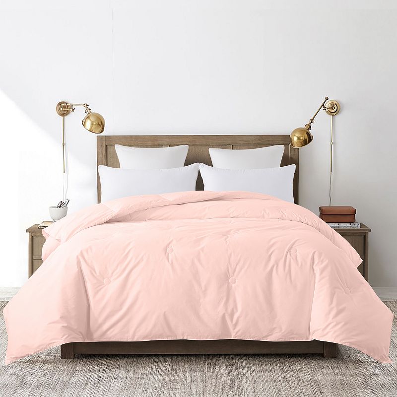 Dream On Decorative Button Stitch Down-Alternative Comforter, Pink, Twin