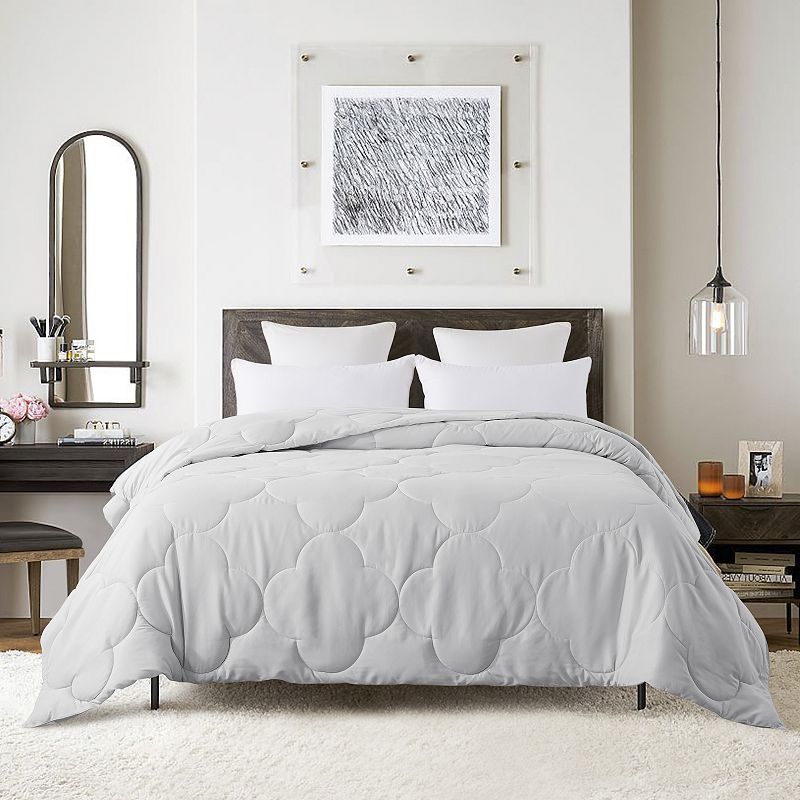 Dream On Decorative Pendant Stitch Down-Alternative Comforter, Grey, Full/Q