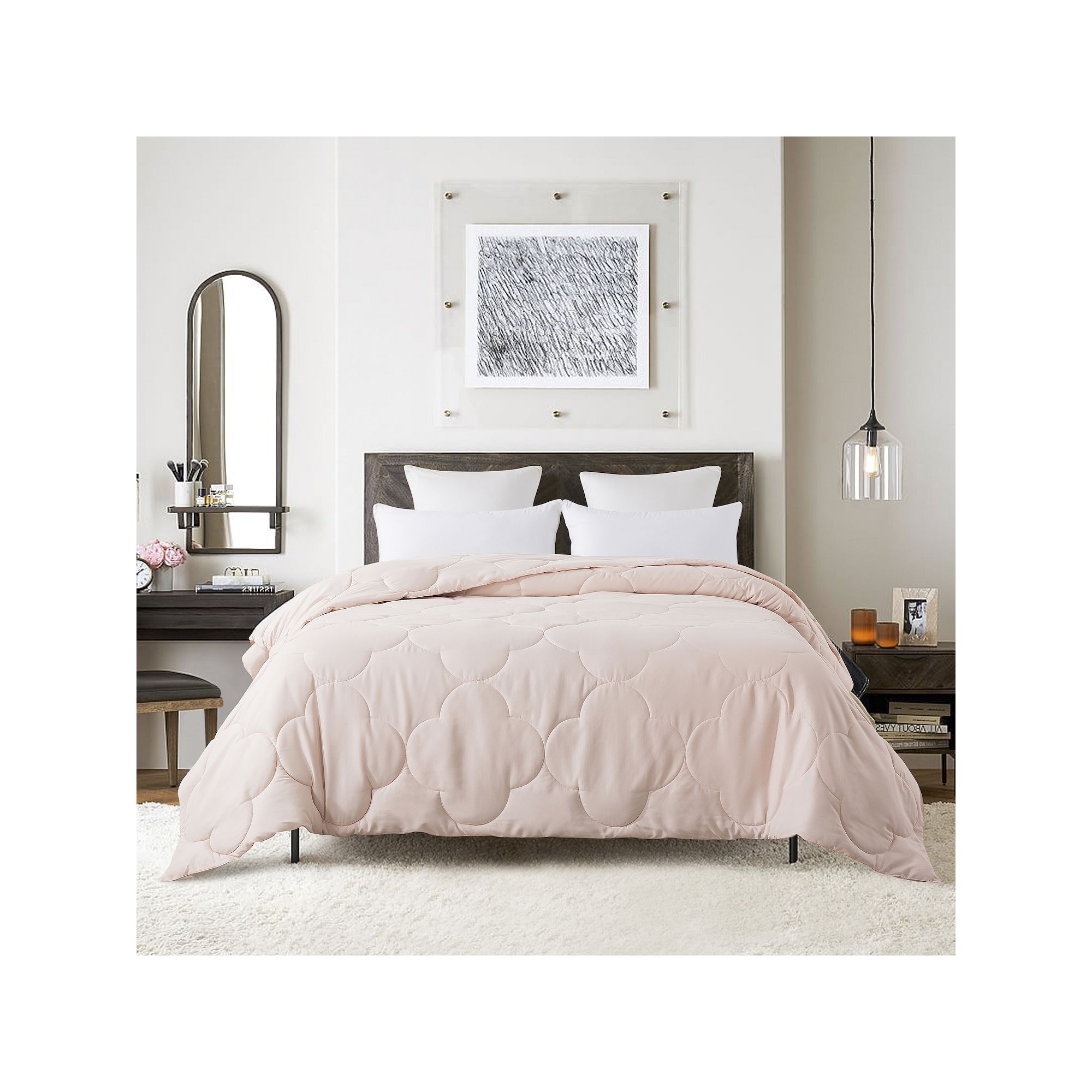 Dream On Decorative Pendant Stitch Down-Alternative Comforter, Pink
