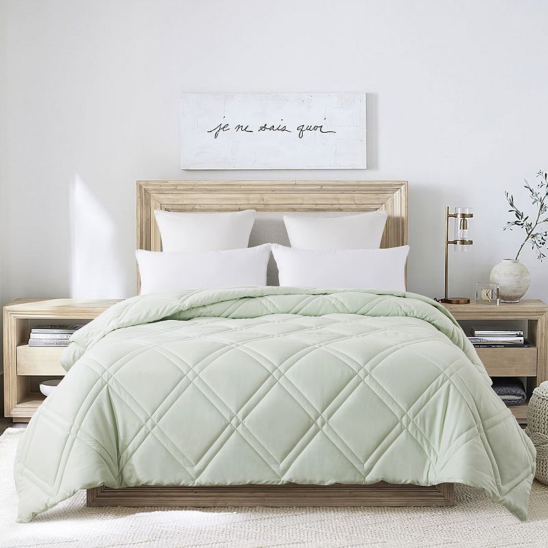 Dream On Decorative Diamond Stitch Down-Alternative Comforter, Green, Full/