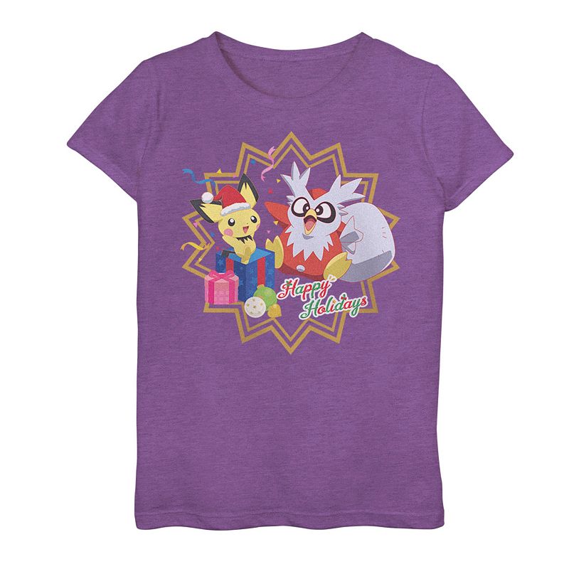 Girls 7-16 Pokemon Holiday Party Gift Graphic Tee, Girl’s, Size: XL, Purple Berry