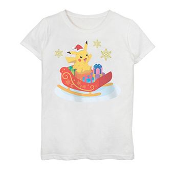 Girls 7-16 Pokemon Christmas Santa Sled Ride Graphic Tee