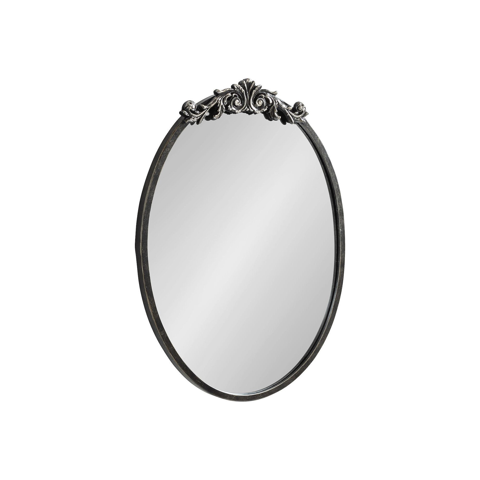 Kate and Laurel Arendahl Oval Ornate Wall Mirror, Black