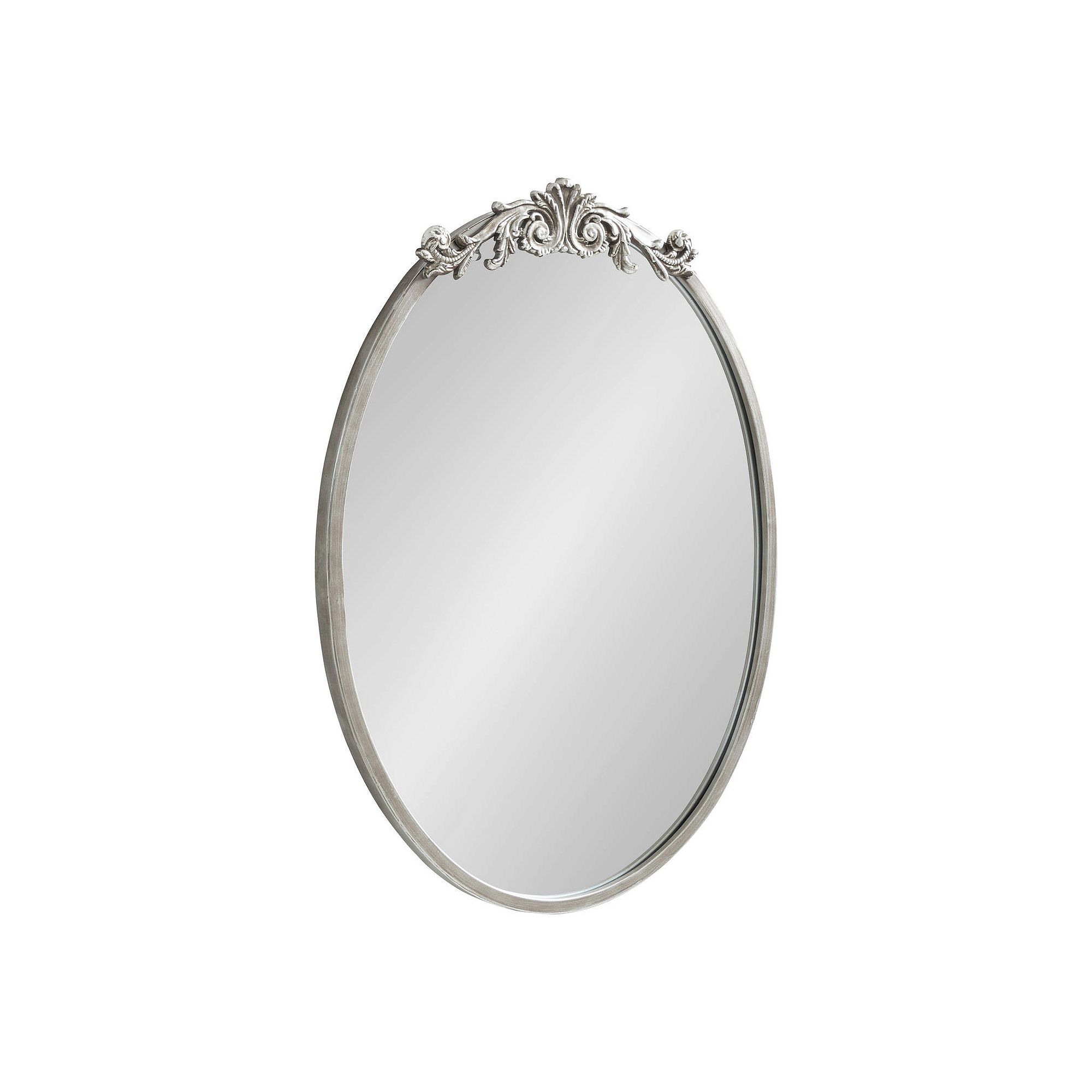 Kate and Laurel Arendahl Oval Ornate Wall Mirror, Silver