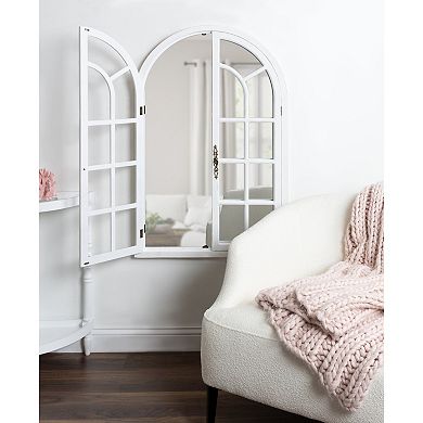 Kate and Laurel Boldmere Faux Windowpane Arched Wall Mirror