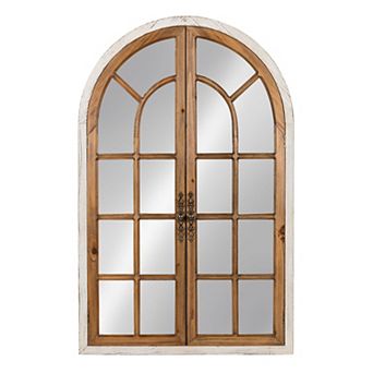 Kate and Laurel Boldmere Faux Windowpane Arched Wall Mirror