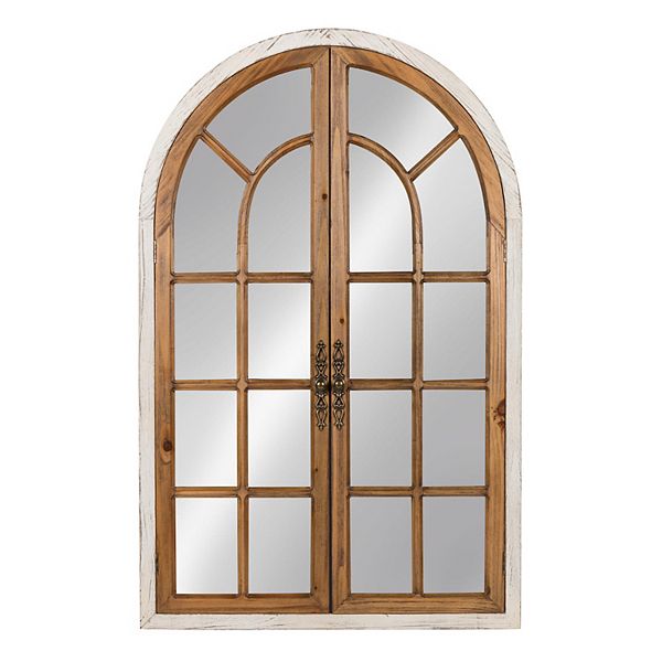 Kate and Laurel Boldmere Faux Windowpane Arched Wall Mirror