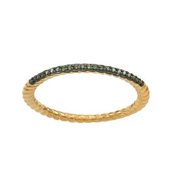 Jewelexcess 14k Gold Over Silver 1/10 Carat T.W. Green Diamond Ring