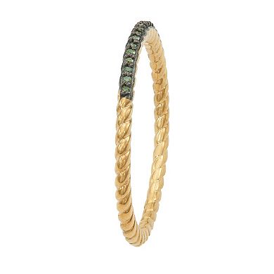 Jewelexcess 14k Gold Over Silver 1/10 Carat T.W. Green Diamond Ring