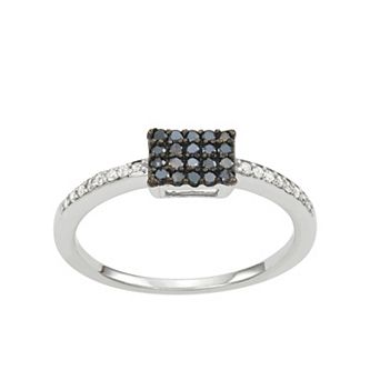 Jewelexcess Sterling Silver 1/4 Carat T.W. Black & White Diamond Ring