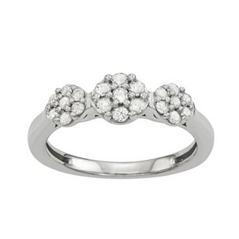 Jewelexcess Sterling Silver 1/2 Carat T.W. Diamond Cluster Ring