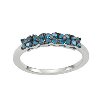 Jewelexcess Sterling Silver 1/3 Carat T.W. Blue Diamond Ring