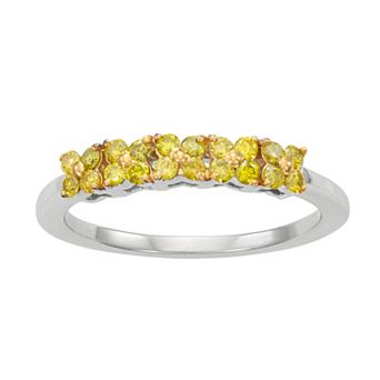 Jewelexcess Sterling Silver 1/3 Carat T.W. Yellow Diamond Ring