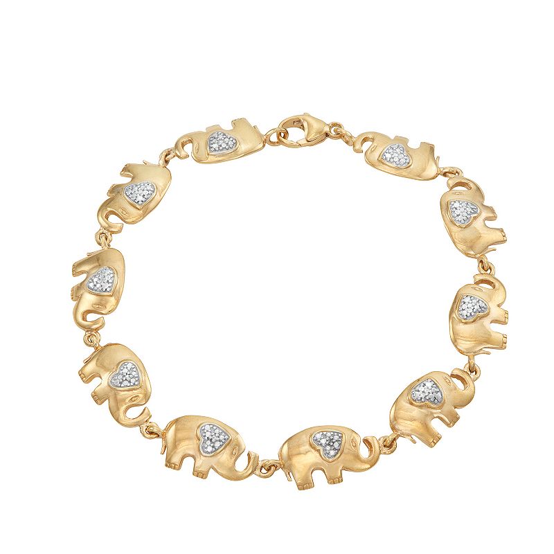 Jewelexcess 14k Gold Over Silver Diamond Accent Elephant Bracelet, Womens