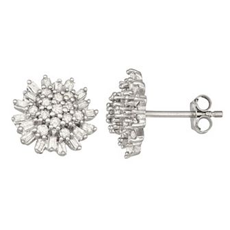 Jewelexcess Sterling Silver 3/4 Carat T.W. Diamond Stud Earrings