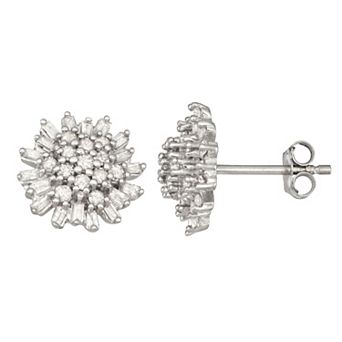 Jewelexcess Sterling Silver 3/4 Carat T.W. Diamond Stud Earrings