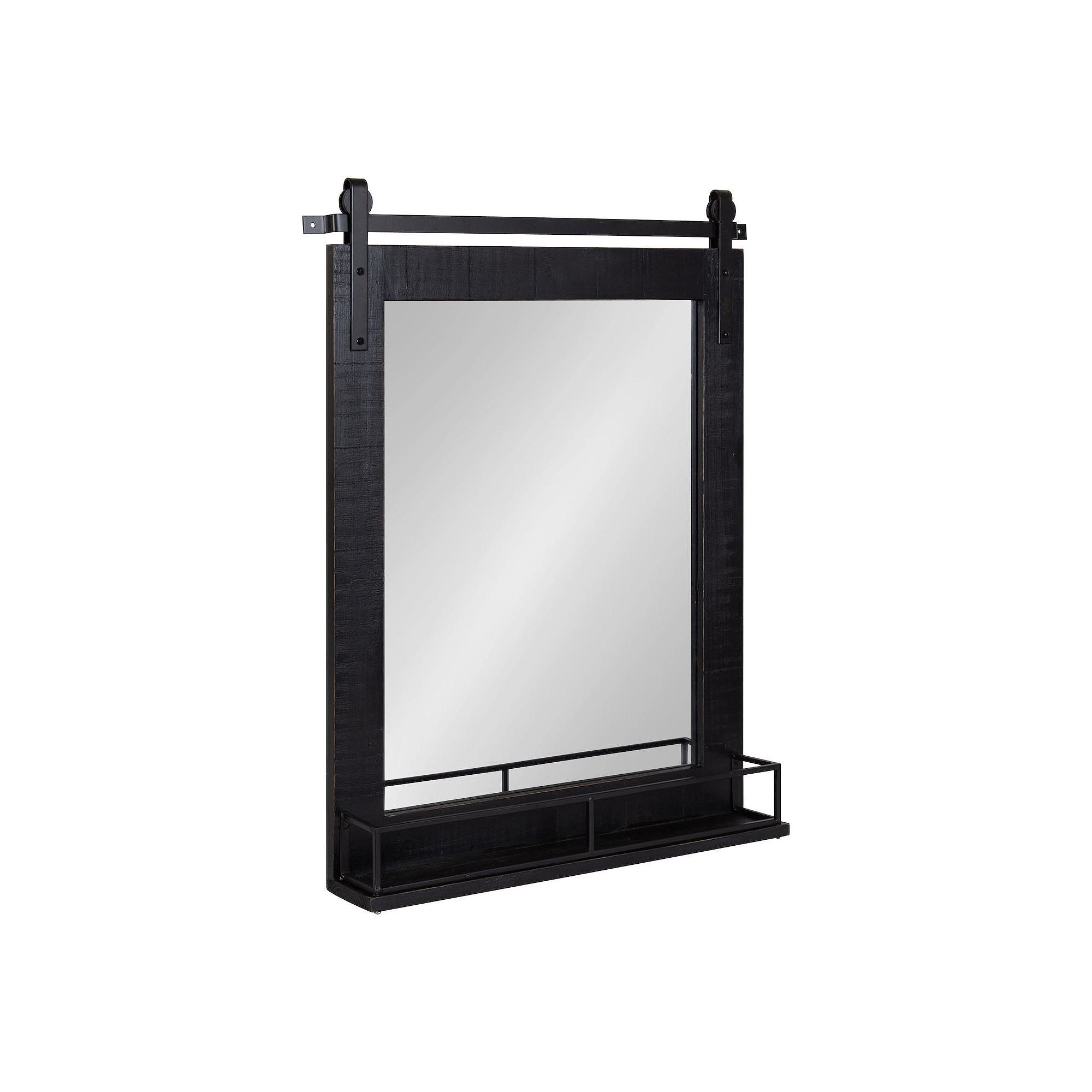 Kate and Laurel Cates Barn Door Wall Mirror, Black