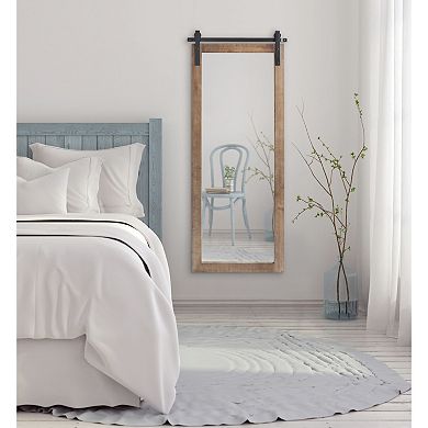 Kate and Laurel Cates Farmhouse Barn Door Wall Mirror