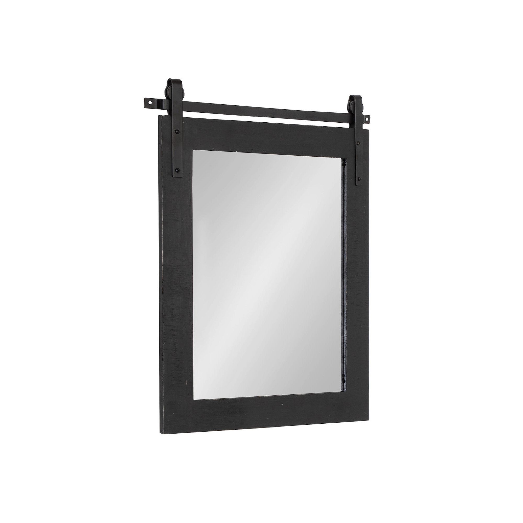 Kate and Laurel Cates Farmhouse Barn Door Wall Mirror, Black