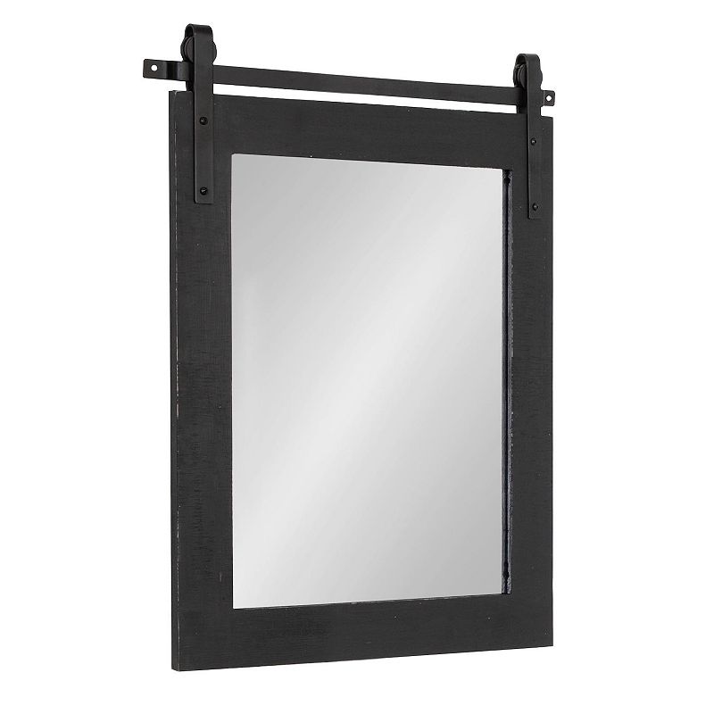 Kate and Laurel Cates Farmhouse Barn Door Wall Mirror, Black