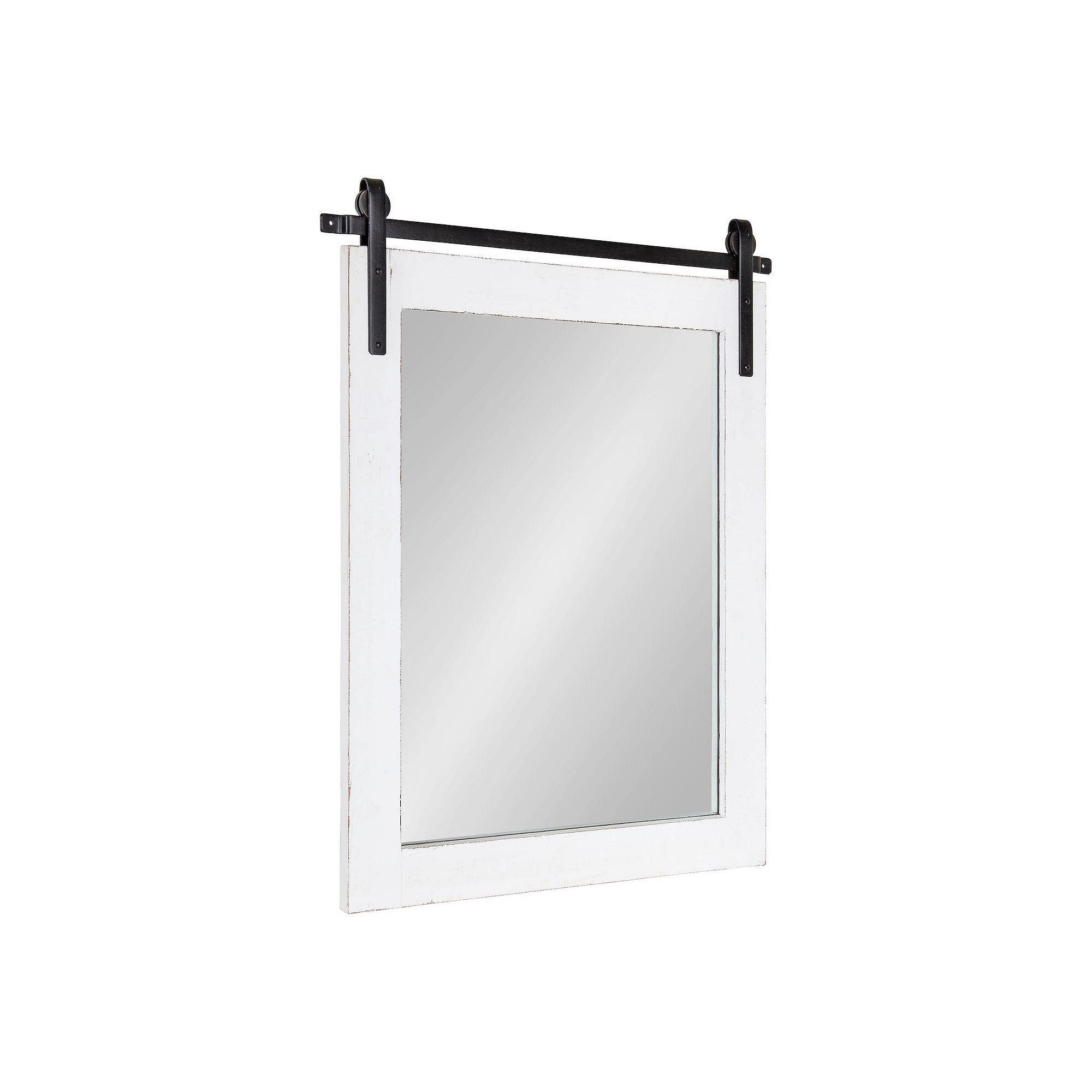 Kate and Laurel Cates Farmhouse Barn Door Wall Mirror, White