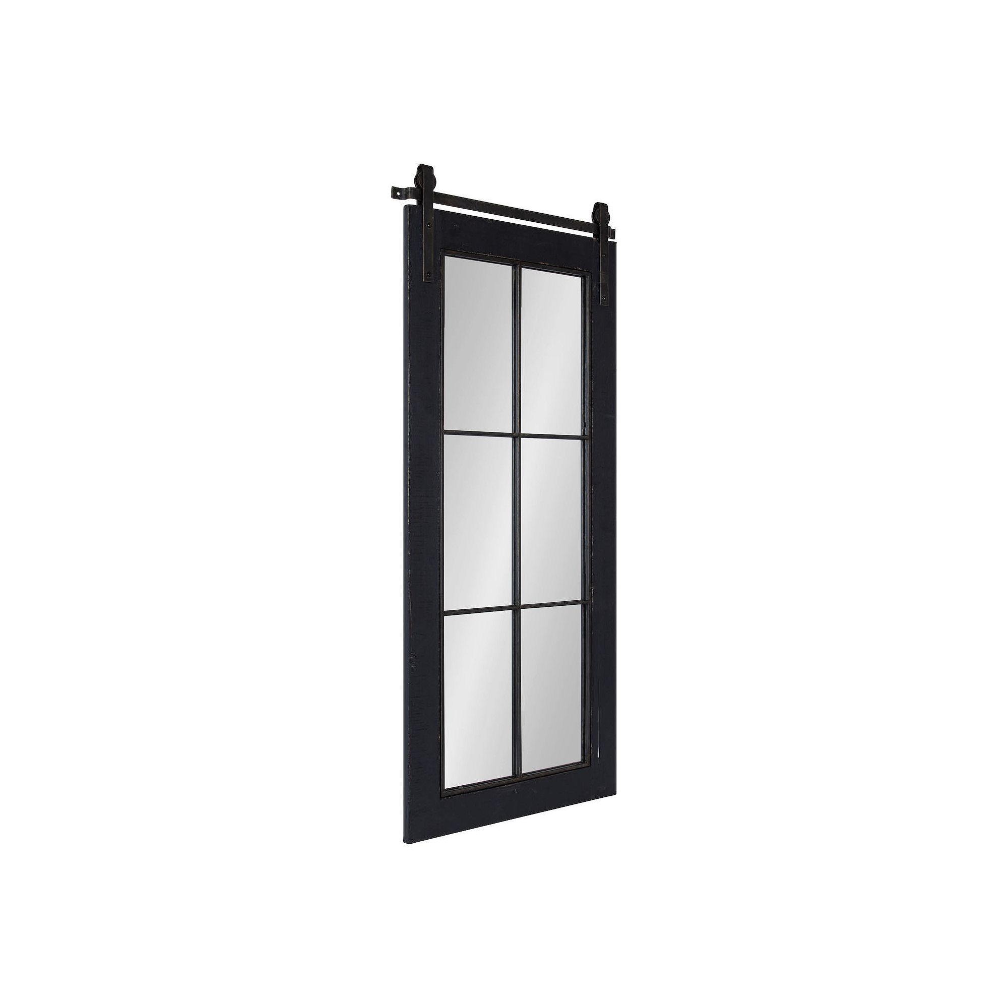 Kate and Laurel Cates Farmhouse Windowpane Wall Mirror, Black