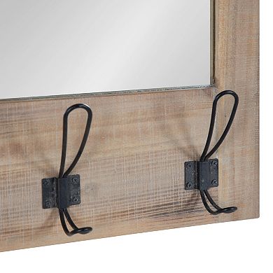 Kate and Laurel Cates Farmhouse 3-Hook Wall Mirror