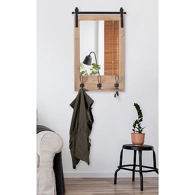 Kate and Laurel Cates Farmhouse 3-Hook Wall Mirror