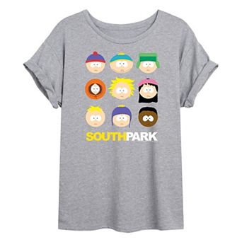 Juniors' South Park Faces Oversized Tee
