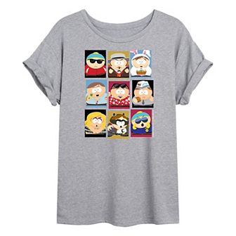 Juniors' South Park Cartman Faces Oversized Tee