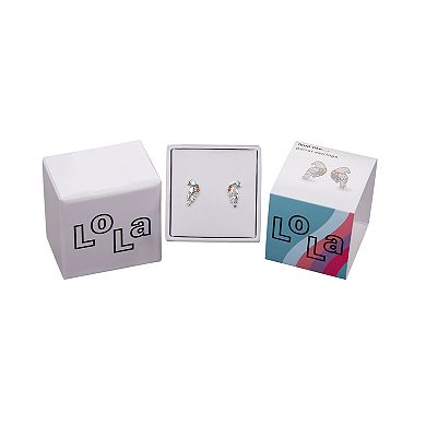 Lola Sterling Silver Multi-Color Cubic Zirconia & Simulated Champagne Stone Polished Parrot Stud Earrings