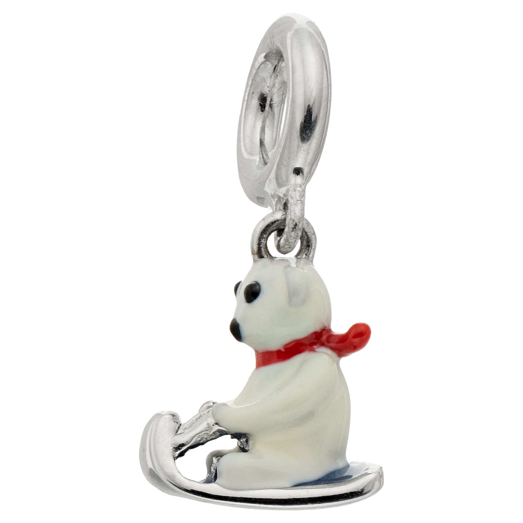 Lavish by TJM Sterling Silver Enamel Skiing Bear Charm, Womens