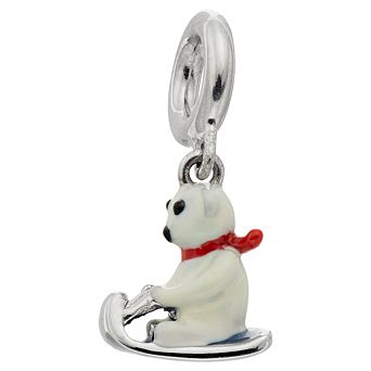 Lavish by TJM Sterling Silver Enamel Skiing Bear Charm