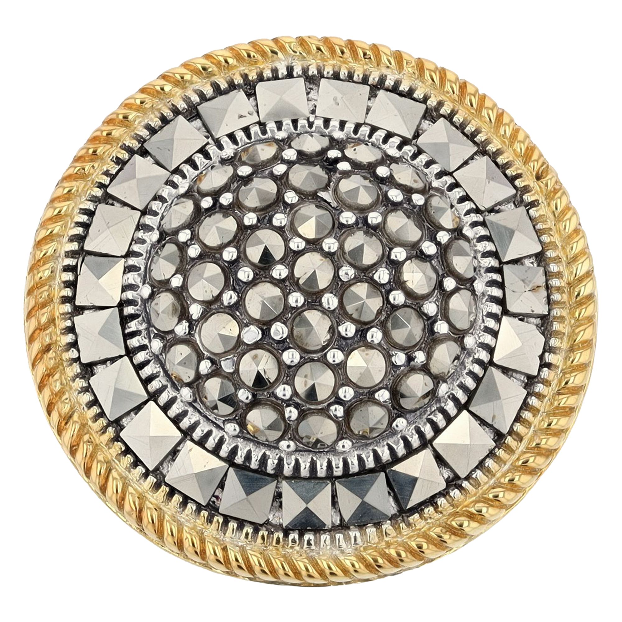 Lavish by TJM Two Tone Sterling Silver Pave Marcasite Ring, Womens, Size: 