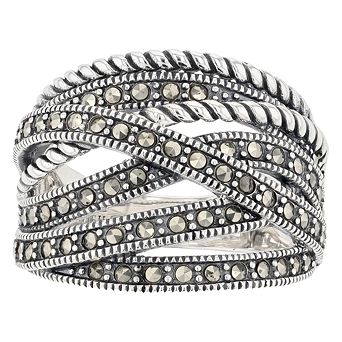 Lavish by TJM Sterling Silver Marcasite Highway Ring