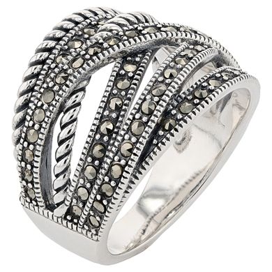 Lavish by TJM Sterling Silver Marcasite Highway Ring