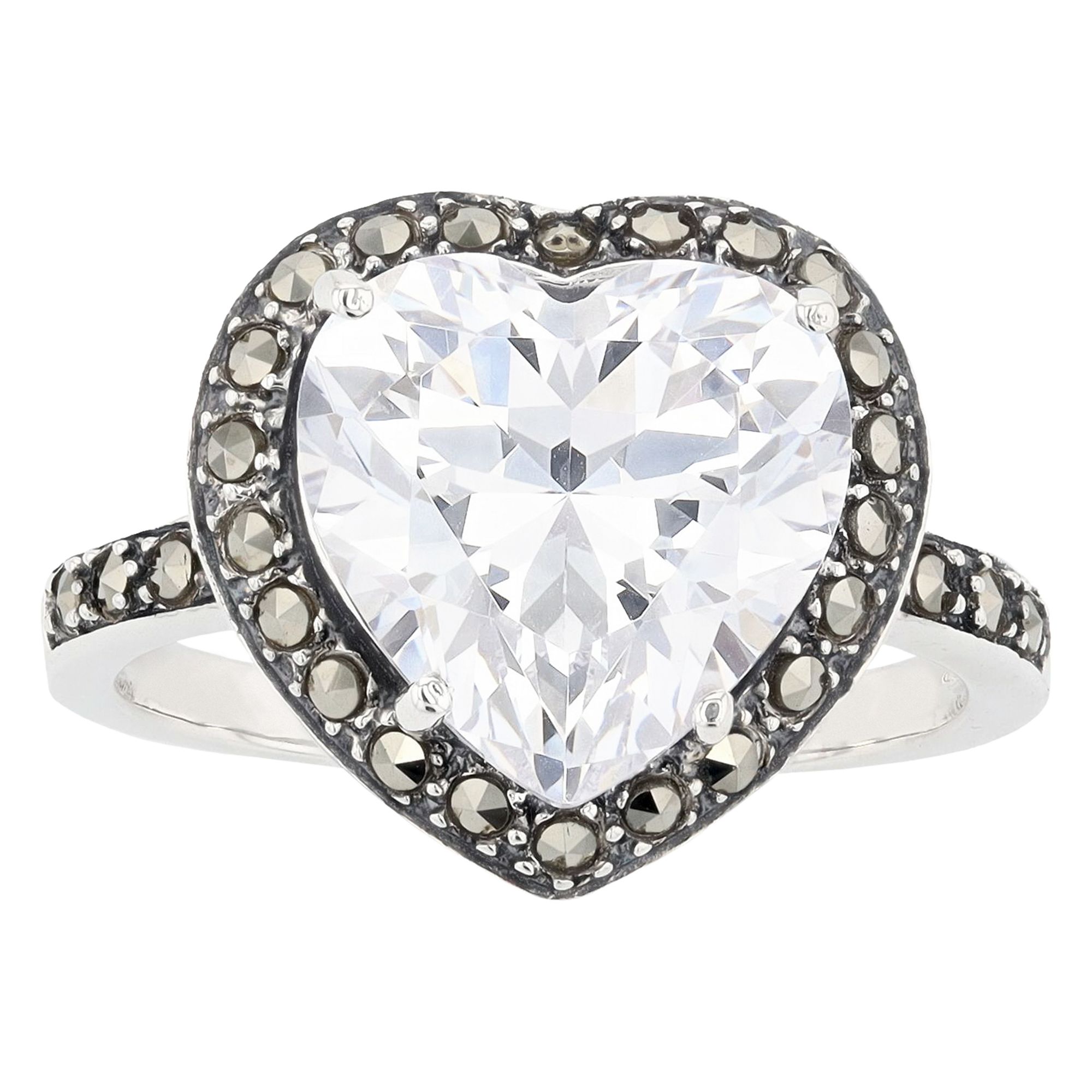 Lavish by TJM Sterling Silver Cubic Zirconia & Marcasite Heart Ring, Women