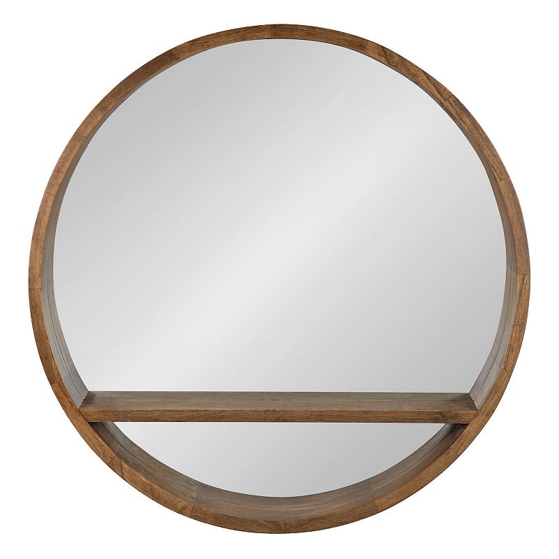 76193831 Kate and Laurel Round Wooden Shelf Wall Mirror, Br sku 76193831
