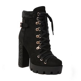 London Rag Birch Diamante Women's Platform Ankle Boots