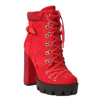 London Rag Birch Diamante Women's Platform Ankle Boots